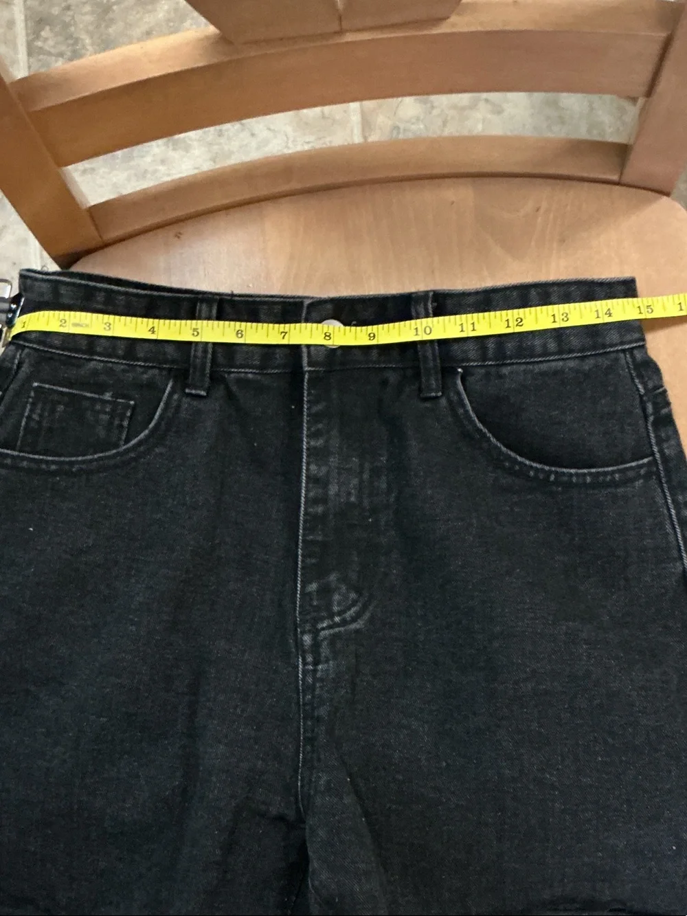 Shein Black High Rise Raw Hem Denim Shorts Size 6